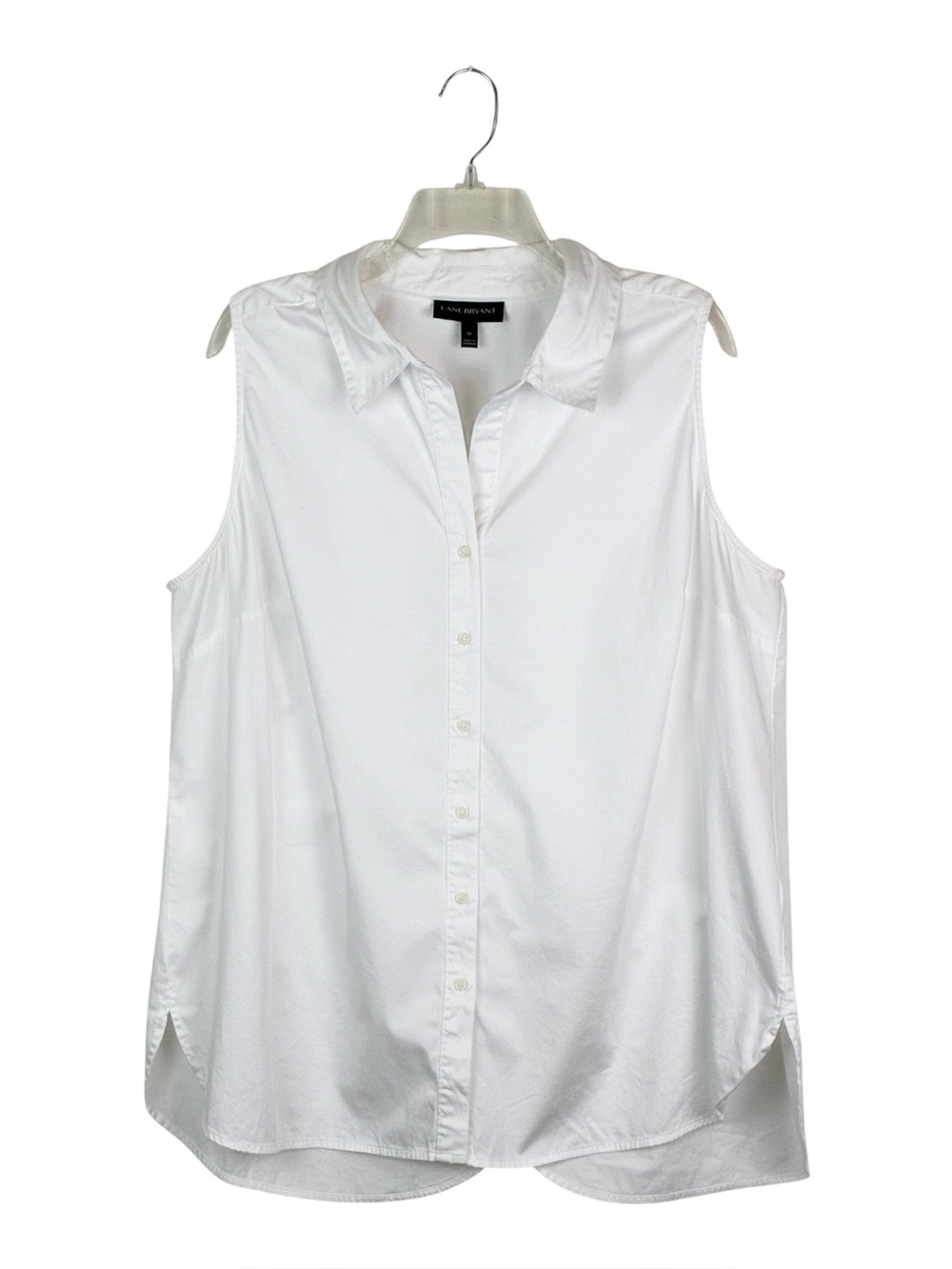 Lane Bryant White Sleeveless Button Up Collared Blouse Top Size 20